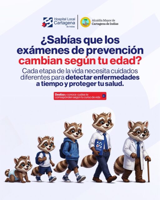 🩺 Prevenir también es una forma de cuidar la vida.

Los exámenes y valoraciones médicas que necesitamos cambian según nuestra edad. Realizarlos oportunamente puede ayudar a detectar riesgos, prevenir enfermedades y proteger nuestra salud y la de quienes amamos. 💙

Desliza y conoce cuáles corresponden a cada etapa de la vida. 👆

📌 Guarda esta información para consultarla cuando la necesites y compártela con tu familia. 

Acércate a tu Centro de Atención. En la ESE Hospital Local Cartagena de Indias trabajamos para transformar la salud de los cartageneros. 💙

#Prevención #CuidadoDeLaSalud #DetecciónTemprana #Cartagena #ESEHospitalLocalCartagena 

 ¿Y tú ya te hiciste tus chequeos de salud?