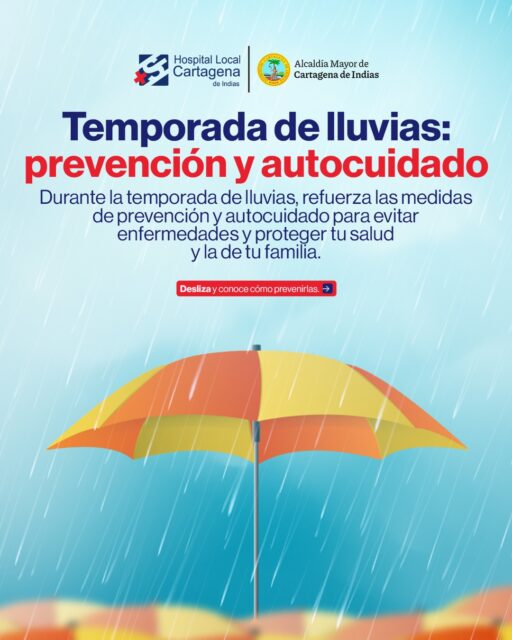 🌧️ Durante la temporada de lluvias, proteger nuestra salud empieza con pequeñas acciones de prevención.

El lavado frecuente de manos, la eliminación de criaderos de mosquitos, el consumo de agua potable y la vacunación al día pueden ayudarnos a prevenir enfermedades respiratorias, dengue y enfermedad diarreica aguda. 🧼💧🦟

Desliza y conoce cómo cuidar tu salud y la de tu familia. Ante cualquier signo de alarma, acércate a nuestros centros de atención de la ESE Hospital Local Cartagena de Indias. 🏥💙

Comparte esta información con quienes más quieres.

#TemporadaDeLluvias #Prevención #Autocuidado #SaludParaTodos #ESEHospitalLocalCartagenaDeIndias