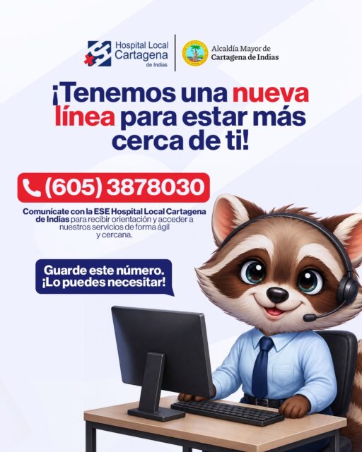 📞 ¡Nuevo Call Center para estar más cerca de ti! 💙

En la ESE Hospital Local Cartagena de Indias tenemos una nueva línea de atención pensada para brindarte un servicio más ágil, cercano y oportuno.

📲 Llama al (605) 387 8030

A través de nuestro Call Center podrás gestionar:
✅ Agendamiento de citas
✅ Atención al usuario
✅ PQRS

📌 Guarda este número en tus contactos y compártelo con familiares y amigos.

💙 ESE Hospital Local Cartagena de Indias
Transformando la salud de los cartageneros.