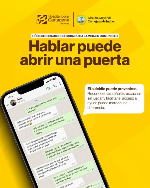 💛 Hablar puede salvar vidas.

La prevención del suicidio comienza cuando dejamos de ignorar las señales, escuchamos sin juzgar y ofrecemos apoyo a quien lo necesita. A veces, una conversación puede ser el primer paso para que alguien no se sienta solo.

🫂 Escuchar, acompañar y pedir ayuda también es cuidar.

👉 Desliza el carrusel, conoce algunas señales de alerta y comparte esta información. Podría llegar a alguien que la necesite.

📍 Si tú o alguien cercano necesita orientación, acércate a tu centro de atención más cercano.